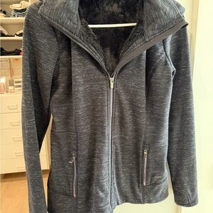 Athleta Charcoal Teddy Jacket Fur Lined with Fur Lined Hood